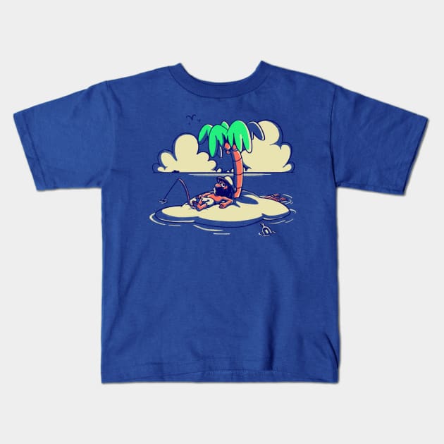 Castaway Screensaver Kids T-Shirt by fitasartwork